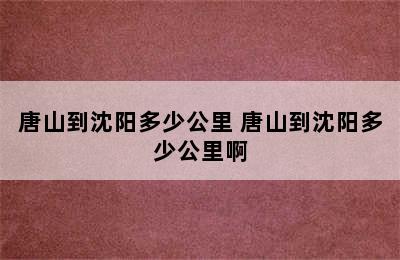 唐山到沈阳多少公里 唐山到沈阳多少公里啊